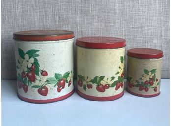 Vintage Nesting Strawberry Tins