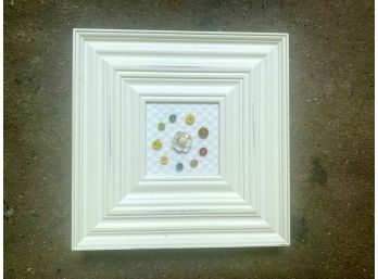 Two Framed Vintage Buttons With Flower Earring