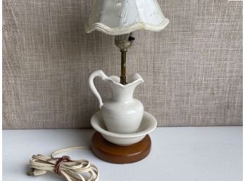 Adorable White Pitcher And Basin Small Lamp