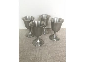 Four Pewter Pedestal Goblets