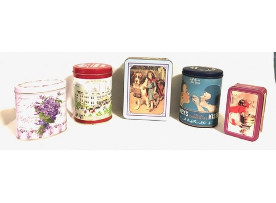 Grouping Of Americana Type Tin Canisters