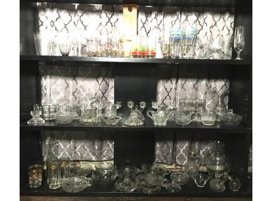 Huge Assortment Of Glassware Including Candle Holders
