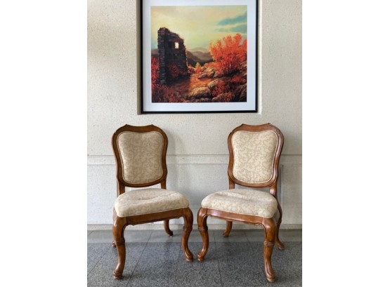 Pair Of Bassett Furniture Oversized Solid Wood Accent Chairs
