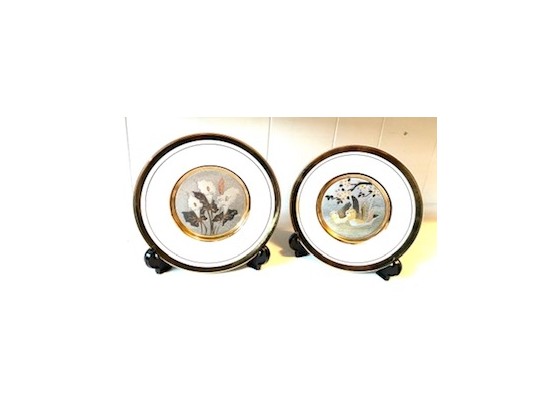 Pair Of Collectable Chokin Plates