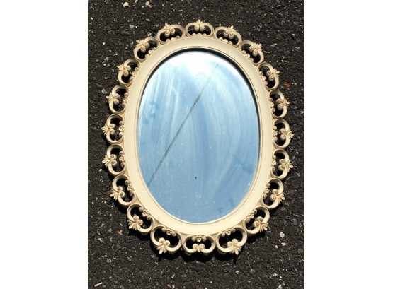 Vintage French Provincial White Wash Style Syroco Wall Mirror