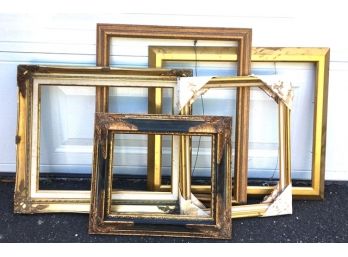 Grouping Of 5 Vintage Gold Gilt & Goldtone Frames