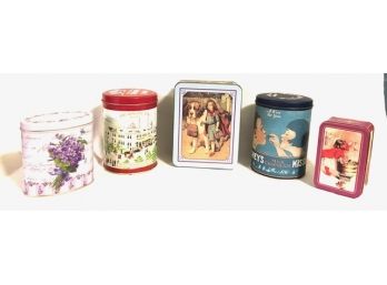 Grouping Of Americana Type Tin Canisters