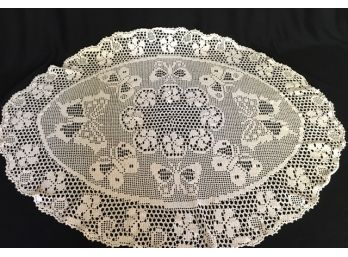 Vintage Lace Table Covering - Butterfly Motif