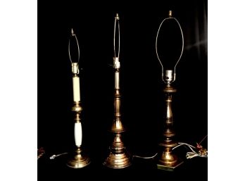 3 Brass/Brasstone Table Lamps