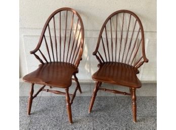 A Pair Of Vintage High Back Windsor Armchairs