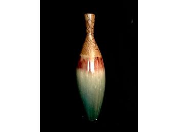 Tall Earth Tone Bottle Form Ceramic Vase