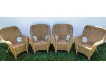 IndoorOutdoor Set Of 4 Wicker Style Chairs