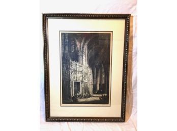 Large Andrew Fairbairn Affleck Cathedral Cathedral Interior Etching - Framed & Signed