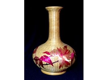 Vintage Peoples Republic Of China Basket Weave Vase