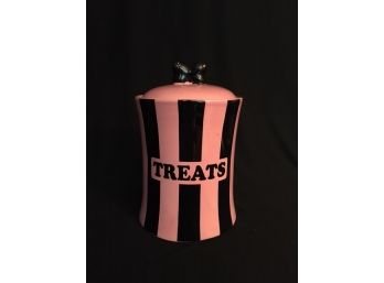 MacKenzie-childs Style Pink & Black Treat Jar