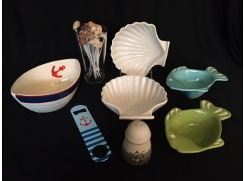 Collection Of Nautical / Seashore Serving Pieces & Dishware