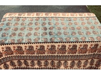 Amazing Tapestry Style Textile W/ Elephant Motif Border