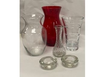Assortment Of Vases & Candle Holders - 6 Pieces
