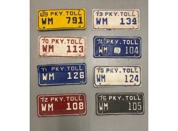 Collection Of Vintage Late 60s-70s PKY. Toll License Plates