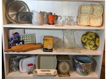 Contents Of Shelving- Vintage Kitchenware / Dishware / Cookware
