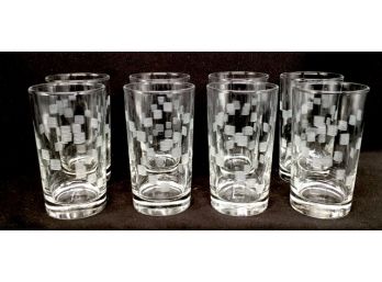Set Of 8 Gorgeous Vintage Etched Tumblers