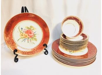 19 Pieces Vintage 22KT Gold Trimmed Fine China Dishware
