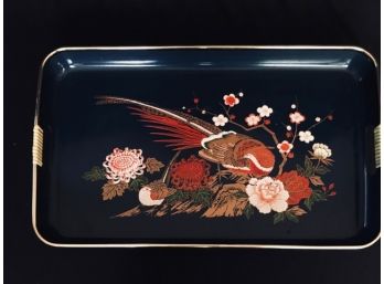 Vintage Asian Pheasant Lacquer Tray