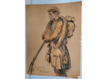 Interesting Picture Of WW1 Soldier Maybe Pencil Or Print