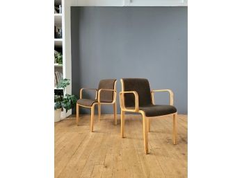 Pair 1977 Knoll Bill Stephens Bentwood Armchairs