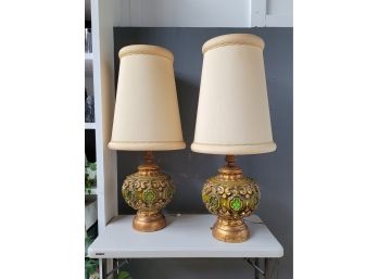 Pair Huge 70s Double Light Table Lamps