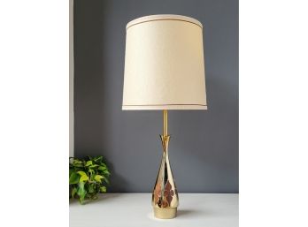 Lg Solid Cast Polish Brass Mid Century Lamp