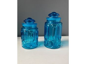 Vintage LE Smith Moon And Stars Blue Cannister Set