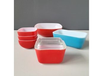 Lot Vintage Pyrex Primary Color Serving And Storage