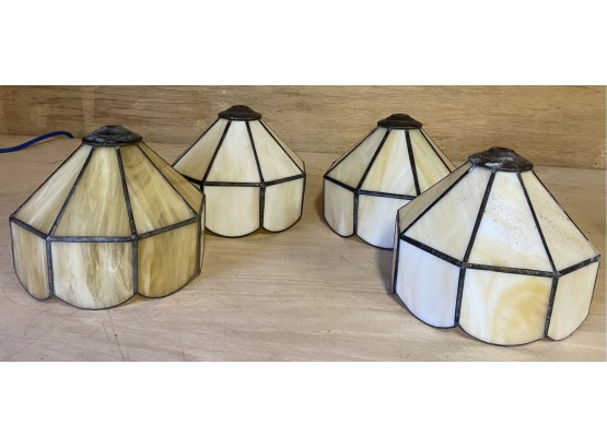 Four Caramel Glass Leaded Lamp Shades
