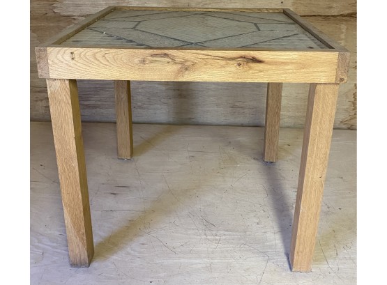 Handcrafted Low Table With Leaded Glass Top