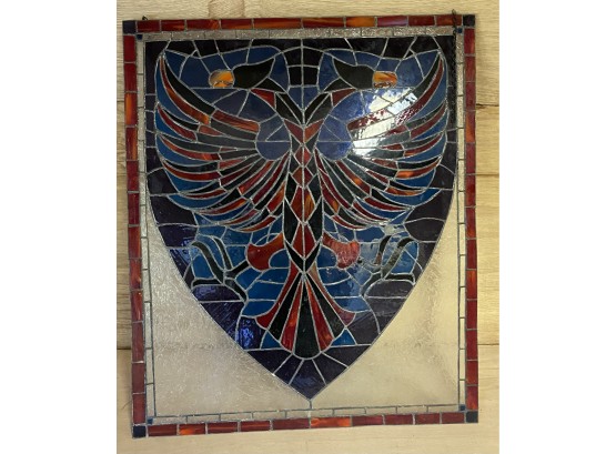 Handmade Leaded Glass Panel Of Winged Mythical Creature