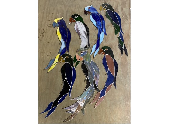 Seven Stained Glass Birds Of Paradise