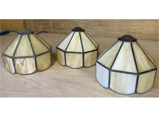 Three Matching Caramel Stained Glass Shades