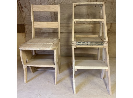 Two Hard Wood Chair/ladders By Raymond & Dorazio