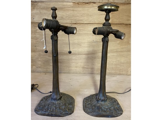 Nice Quality Pair Of 'root Base' Metal Lamp Bases