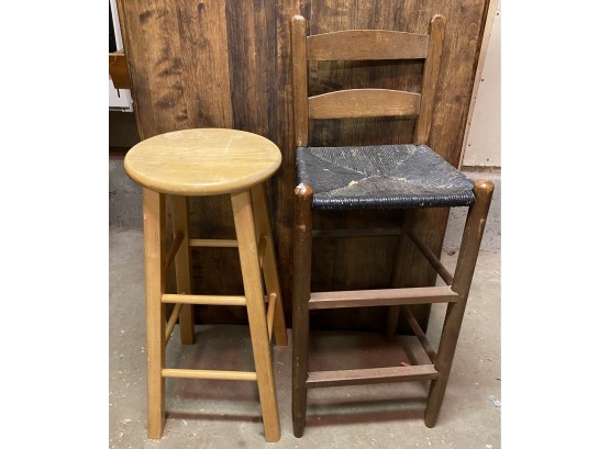 Maple Stool And Tall Chair