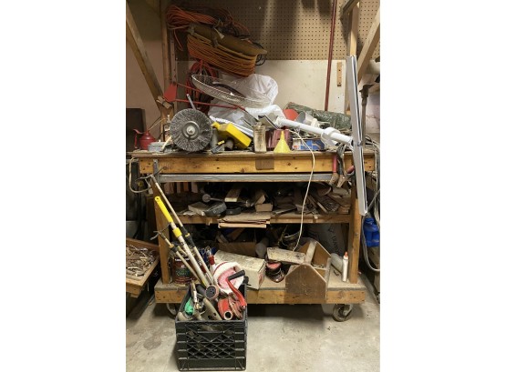 Bench Lot With Workshop Supplies