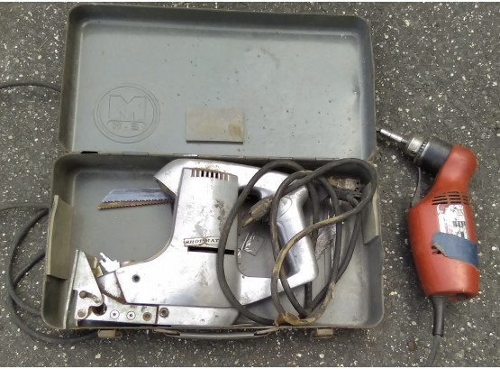 Shop Mate 1950's Electric Reciprocating Saw And Milwaukee Angle Drill