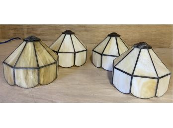 Four Caramel Glass Leaded Lamp Shades