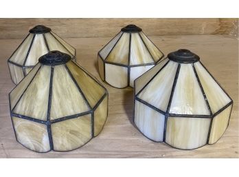 Four Caramel Leaded Glass Lamp Shades