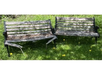 Pair Of Iron And Wood Park Benches