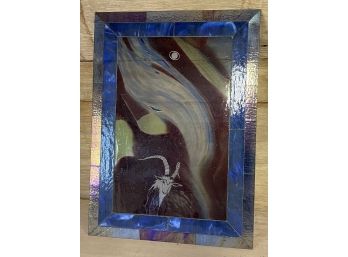 Interesting Stained Glass Panel With Big Horn Sheep