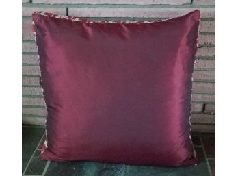 Set Of Two 24 Inch X 24 Inch Throw Pillows  Maroon With Striped Maroon And White Trim.