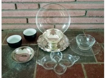Large Lot Serving Dishes, Crystal,  Porcelain, Silver Plate,  And More