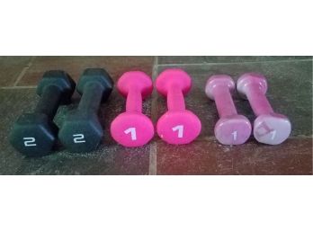 Starter Weight Set (2) One Pound Pink Weight Sets & (1) Two Pound Black Weight Set.